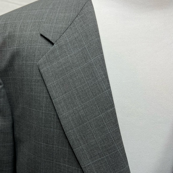 Tom James Custom Tailored Innocenti Men's 45 Blazer 37x28 Gray Blue Plaid Suit - Picture 3 of 9